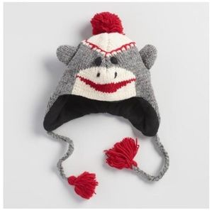 NWT hand knitted wool sock monkey HAT